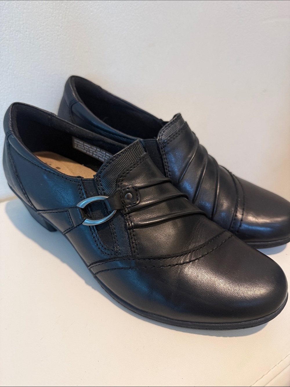 Earth Origin Mavis Black Leather Slip-On Dress Shoes Women’s 9.5